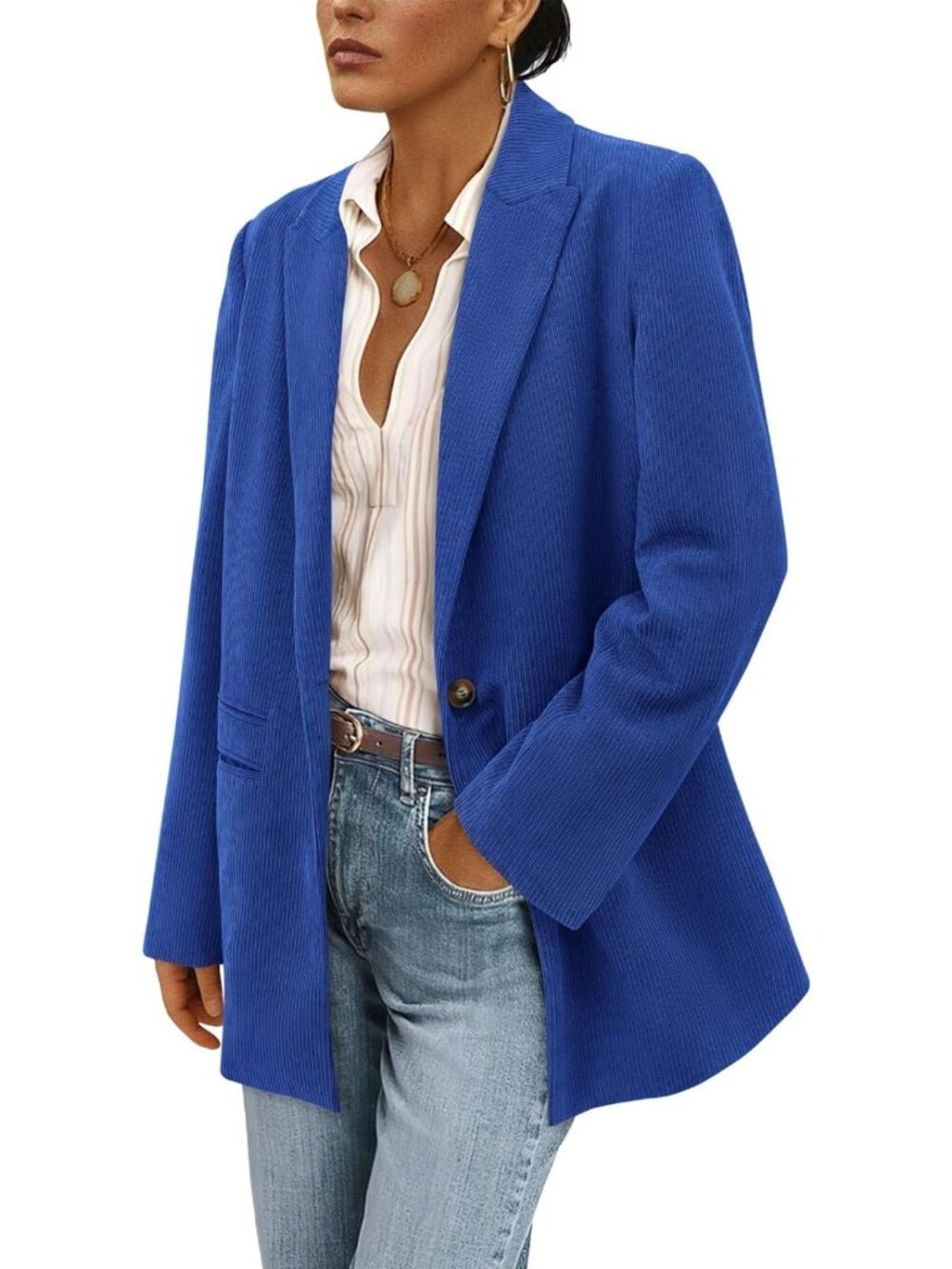 Chic Women's Winter Corduroy Blazer Jacket - Stylish Layering Essential